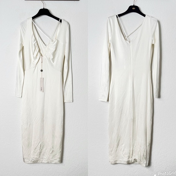 ET OCHS Bella ruched satin-jersey midi dress - Picture 2 of 12